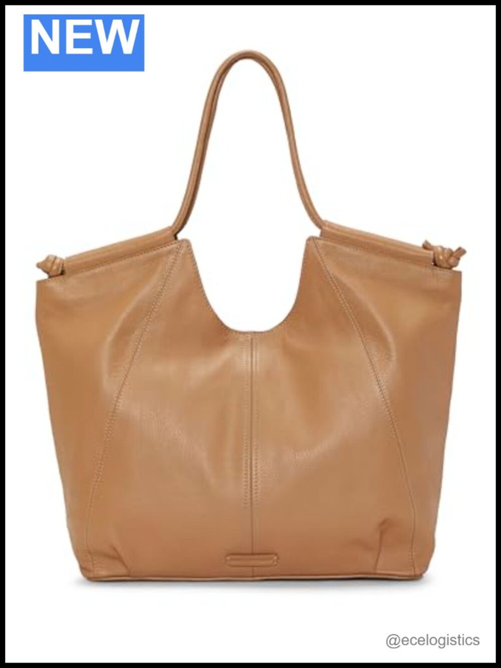 100% Leather Tote Handbag with Magnetic Closure Shoulder Strap